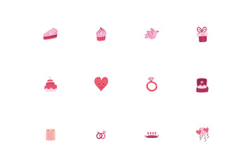Love and happy valentines day icon set vector design