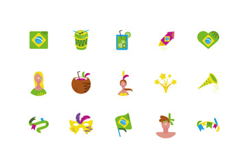 Isolated brazilian carnival icon set vector design