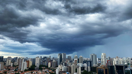 Before the Rain. Summer storm sky above the town. Sao Paulo city, Brazil.