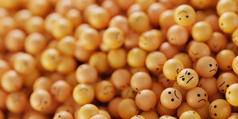 Infinite emoticons 3d rendering background, social media and communications concept