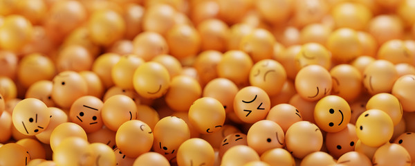 Infinite emoticons 3d rendering background, social media and communications concept