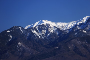 Fototapeta na wymiar 入笠山から　冬の八ヶ岳連峰　硫黄岳