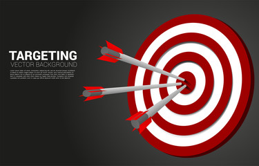 arrow archery hit on the center of target . Business Concept of marketing target and customer.Company vision mission and goal.