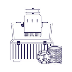 tools box and car engine parts, flat design