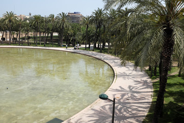 Valencia, Spain - April 25: Capture photo of the city park on April 25, 2017 in Valencia, Spain.