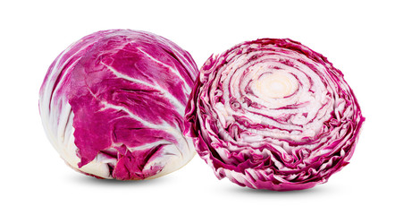 Fototapeta premium slice fresh red radicchio isolated on white
