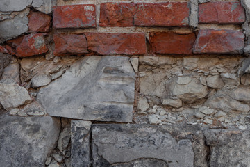 Aged brick wall, close-up