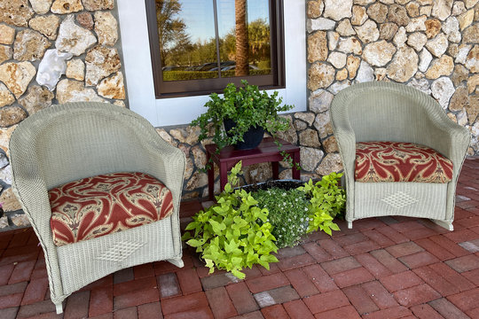 Pair Of Southern Style Cobblestone Porch Chairs