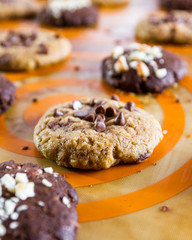 Freshly baked chocolate chip cookies