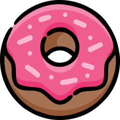 Donut With Sprinkles Doodle Sketch Icon