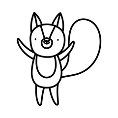 cute squirrel cartoon character on white background thick line