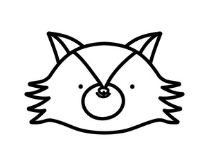 cute fox face animal cartoon character on white background thick line