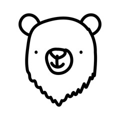 cute bear animal face cartoon character on white background thick line