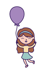 happy childrens day, little girl with balloon celebration party cartoon