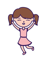 happy childrens day, cute girl hands up celebrating