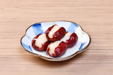 Taiwan delicious dessert - Xin Tai Ruan(red dates stuffed with sticky rice cake)
