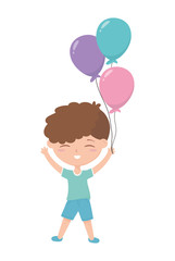 happy childrens day, little boy with balloons celebration party cartoon