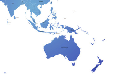 oceania map. australia, new zealand map. map of the world by region. graphic design world map. 