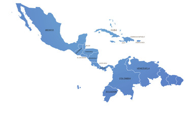 central america map of the world by region. graphic design world map. 