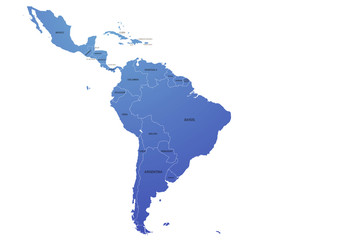 south america map of the world by region. graphic design world map. latin american map.