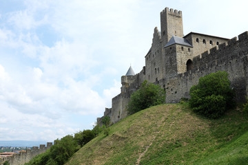 Fototapeta na wymiar Carcassonne, France - April 27: Capture photo of the castle on April 27, 2017 in Carcassonne, France.