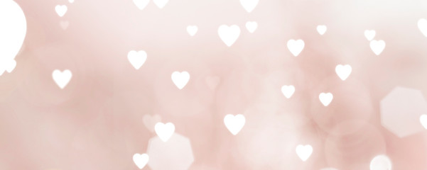 panoramic - pink wallpaper with unfocused hearts