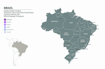 Fototapeta na wymiar brazil map. southamerica country map.