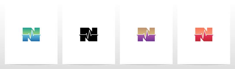 Pulse Line On Letter Logo Design N