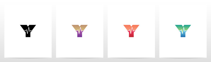 Pulse Line On Letter Logo Design Y