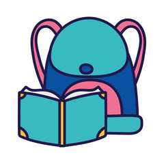 back to school education open book and backpack supply