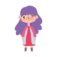 little girl with purple hair and gesture facial