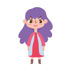 little girl with purple hair and gesture facial