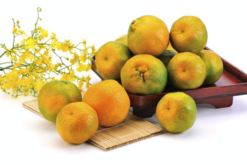 Orange with plates and decoration