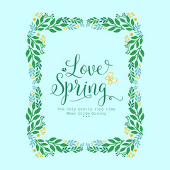 Seamless Decor of leaf and floral frame, for modern love spring card design. Vector