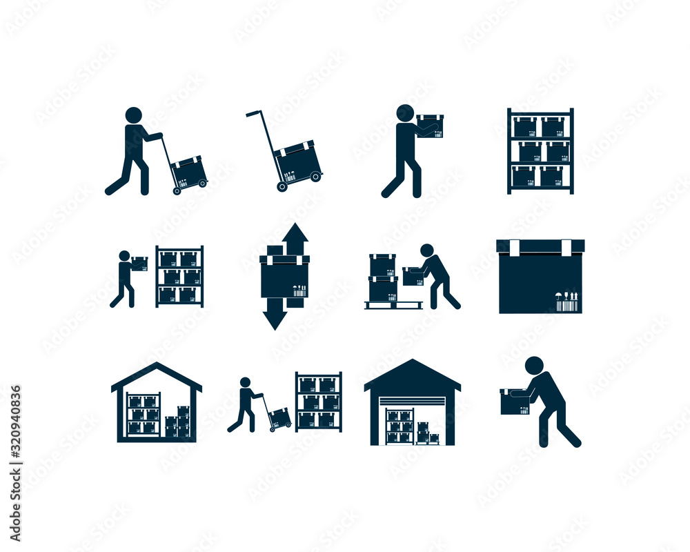 Poster isolated delivery icon set vector design