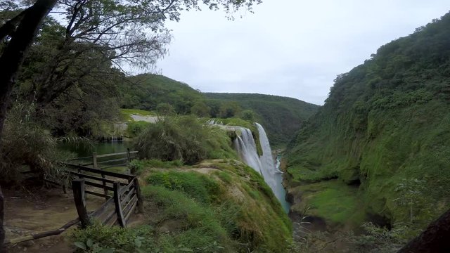 River and amazing crystalline blue water of Tamul waterfall in San Luis Potos&iacute;, Mexico
