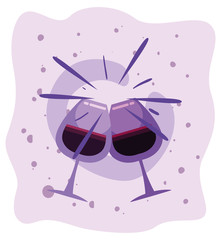 Wine cups crashing vector design