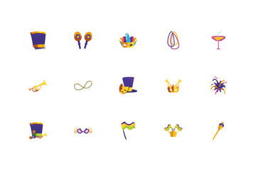 Fototapeta premium Isolated mardi gras icon set vector design