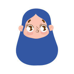 cute face girl expression facial long hair design