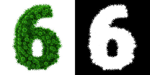 number six made of Bacteria with alpha mask, number six made of Virus with alpha mask, bacteria font, virus font, 3d alphabet