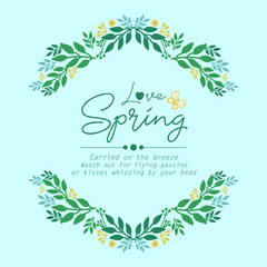 Ornate of leaf and floral frame, for elegant love spring greeting card pattern design. Vector