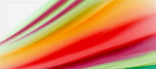 Wave lines abstract background, smooth silk design with rainbow style colors. Liquid fluid color waves. Vector Illustration