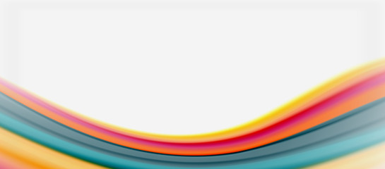 Wave lines abstract background, smooth silk design with rainbow style colors. Liquid fluid color waves. Vector Illustration