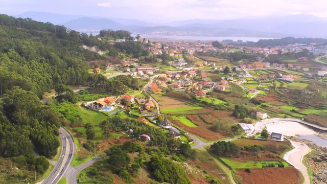 Paragliding in A Guarda, coastal village of Pontevedra, Galicia, Spain. Drone Shoot