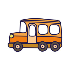 transport school bus cartoon on white background