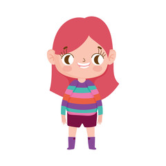 cute girl with striped sweater and expression facial