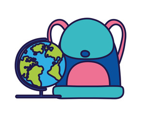 back to school education backpack and globe map geography