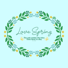 Unique pattern of leaf and flower frame, for antique love spring greeting card wallpaper decor. Vector