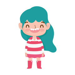 little girl with striped dress expression facial