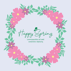 Elegant frame design with leaf and flower, for happy spring ornate greeting card template design. Vector